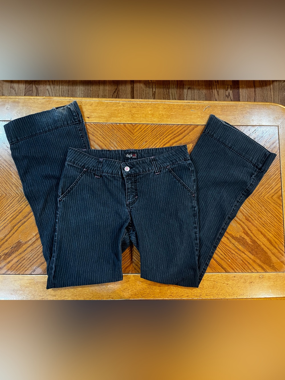 Digital Jeans Pinstripe 70s-esque pinstripe Flared Pants